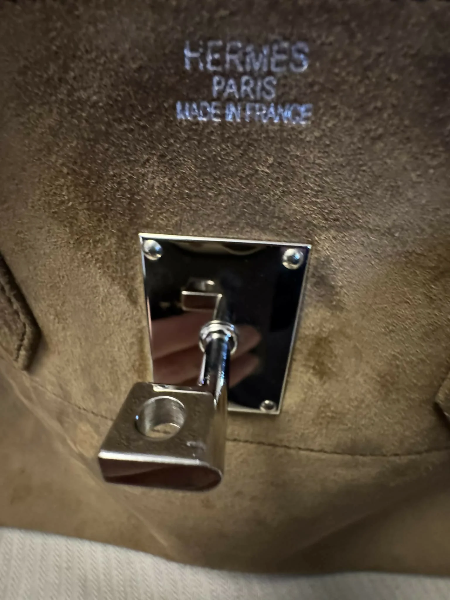 Hermes Birkin Shoulder Doblis Suede Brown Leather Palladium hardware - Image 4
