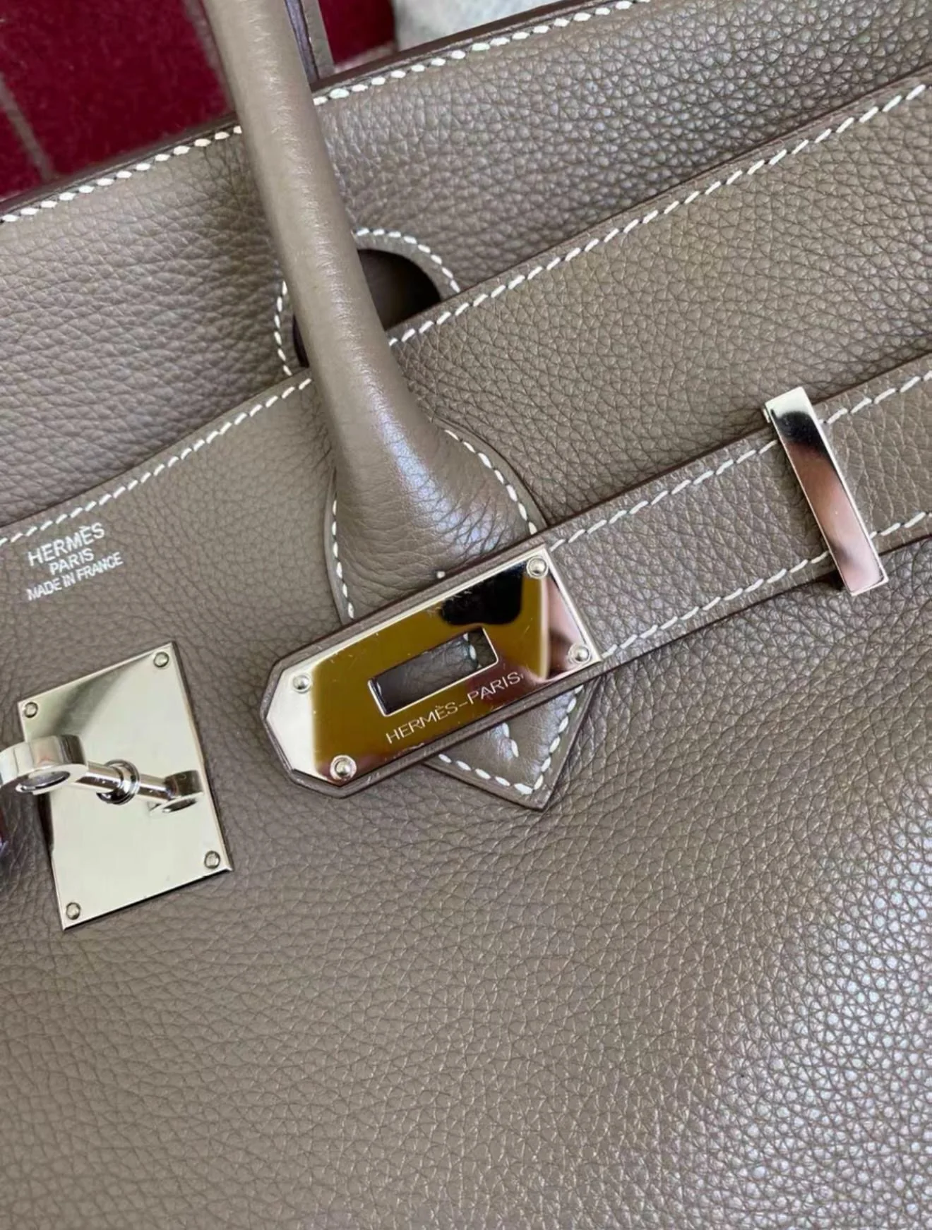 Hermes Birkin Shoulder Etoupe Togo Leather Palladium Hardware - Image 6