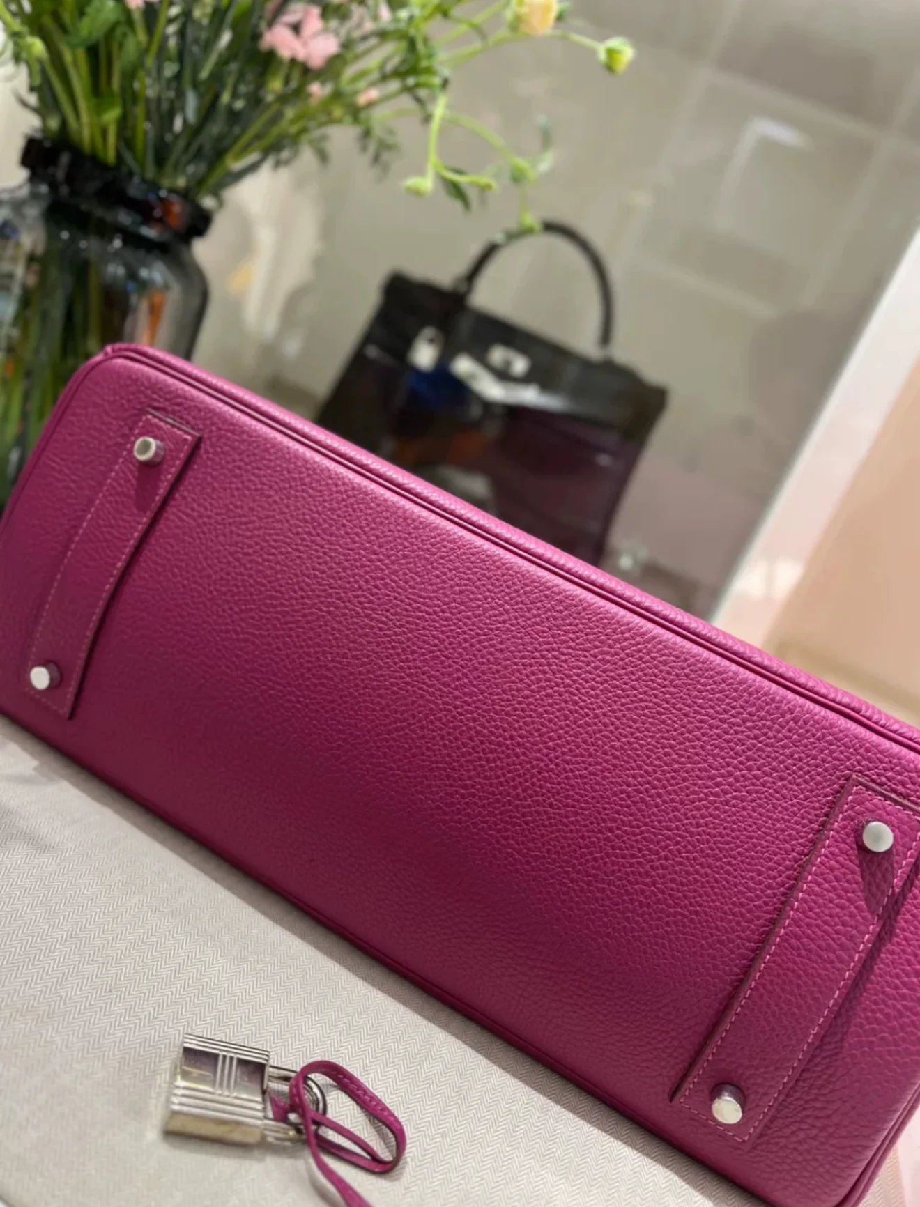 HERMÈS Birkin Shoulder Rose Pourpre Togo Leather Palladium Hardware - Image 3