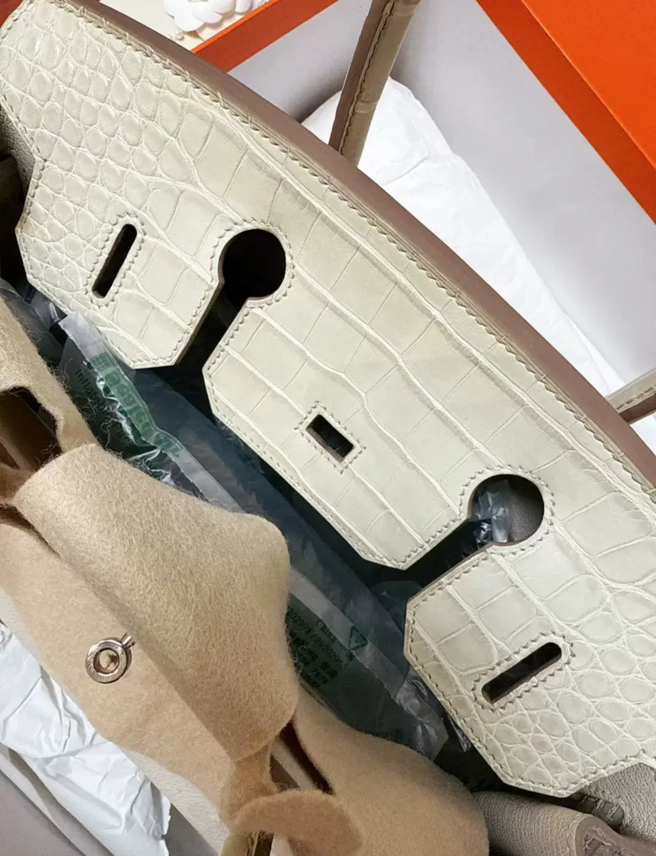 Hermes Birkin Touch 30 Beton Togo leather/Matt alligator crocodile leather Palladium hardware - Image 2