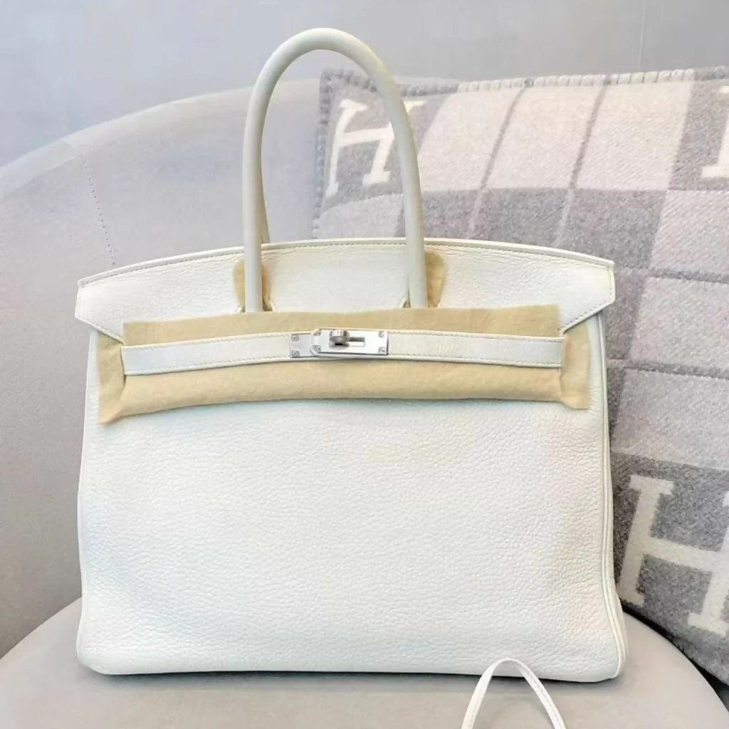 Hermes birkin 35 01 White Togo Leather Palladium hardware