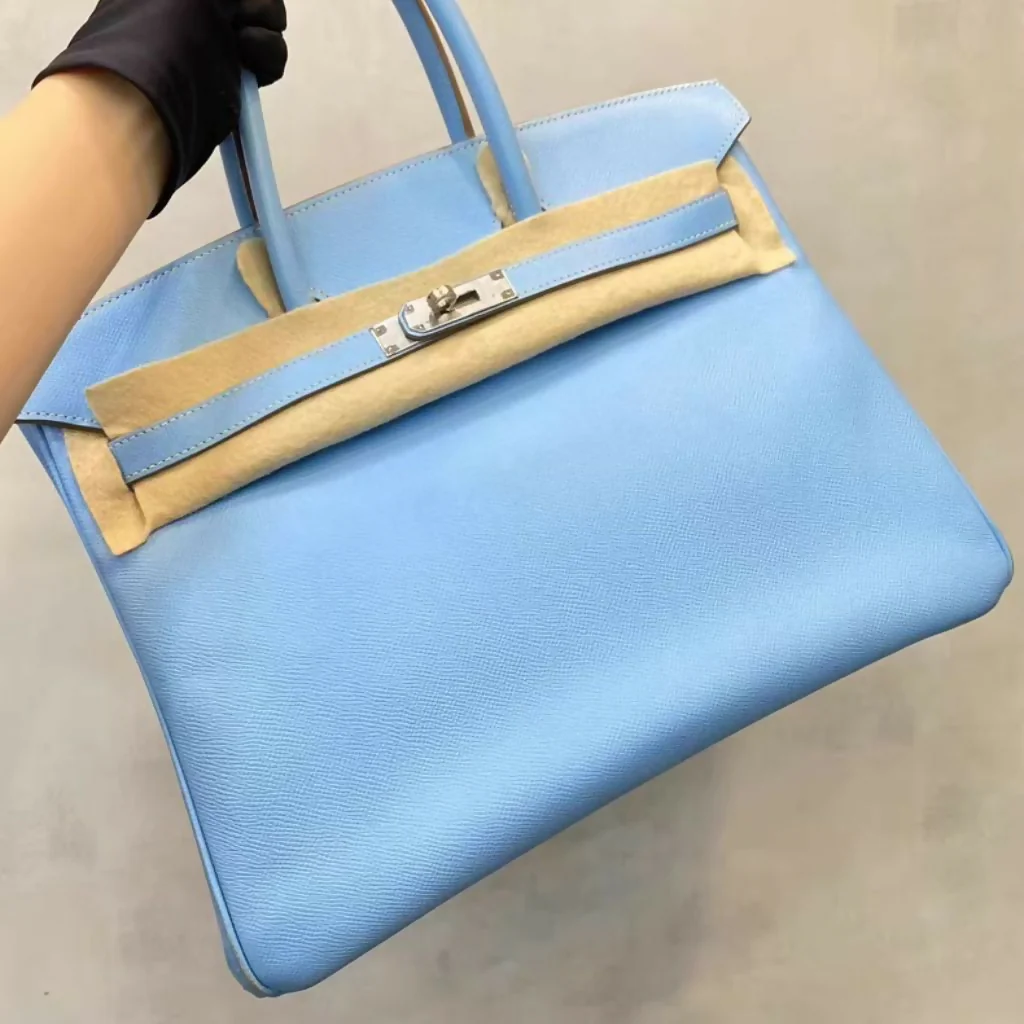 Hermes Birkin 35 7N Blue Celeste Epsom Leather Palladium Hardware - Image 3