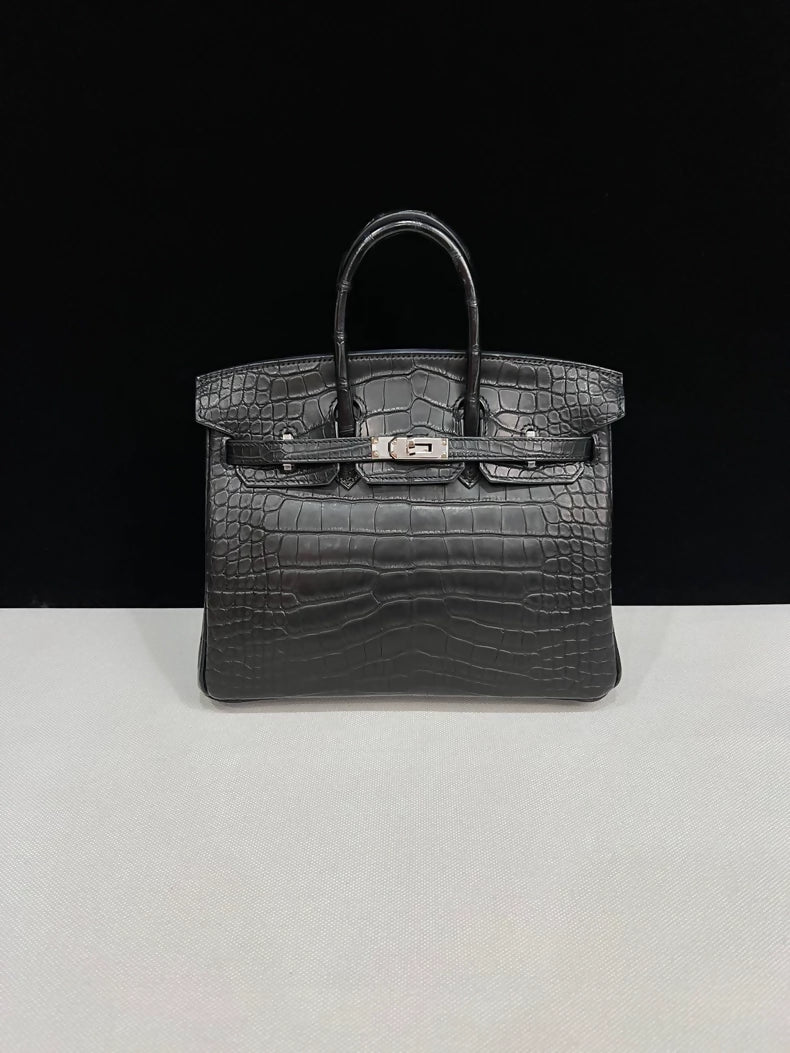 HERMES Birkin 25 Black matte alligator palladium hardware - Image 2