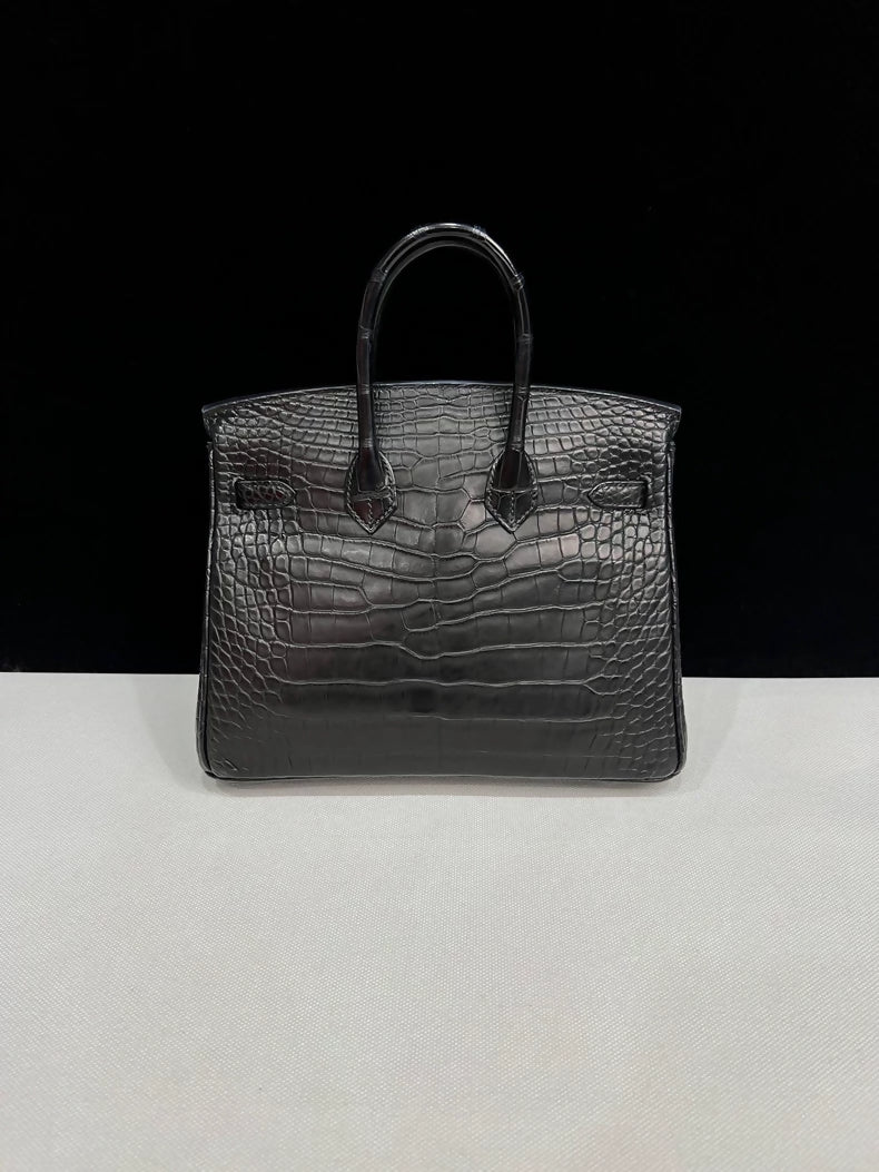 HERMES Birkin 25 Black matte alligator palladium hardware - Image 3