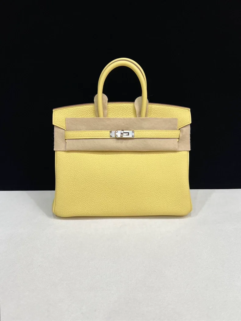 Hermes Birkin 25 Yellow Jaune Poussin Togo Leather Palladium Hardware - Image 2
