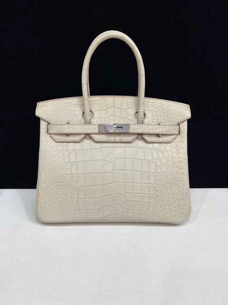 Hermes Birkin 30 Craie Crocodile Leather Palladium Hardware - Image 2