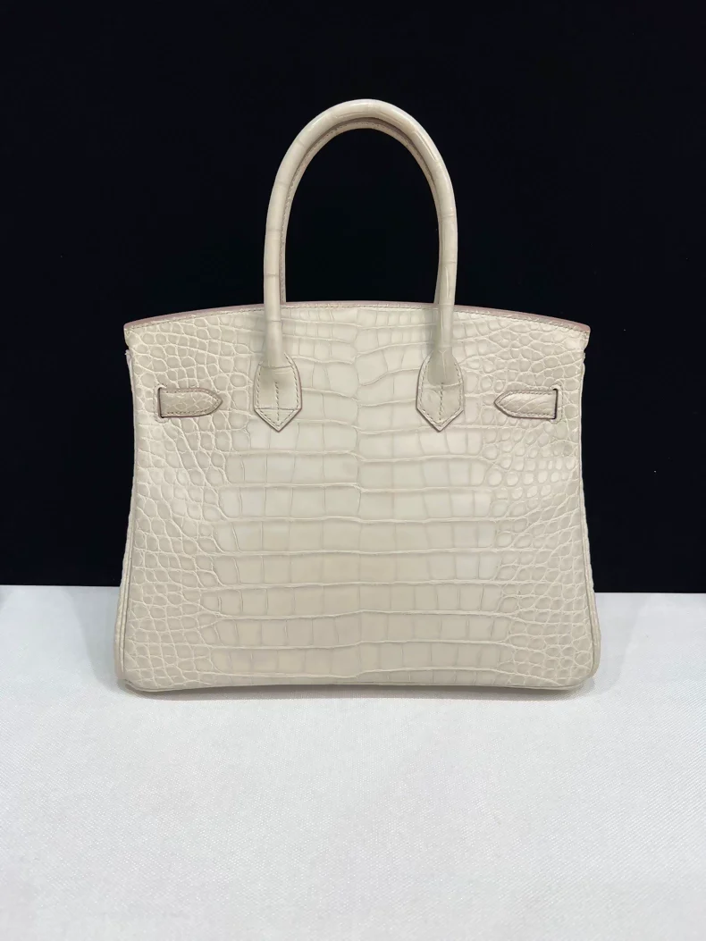 Hermes Birkin 30 Craie Crocodile Leather Palladium Hardware - Image 3