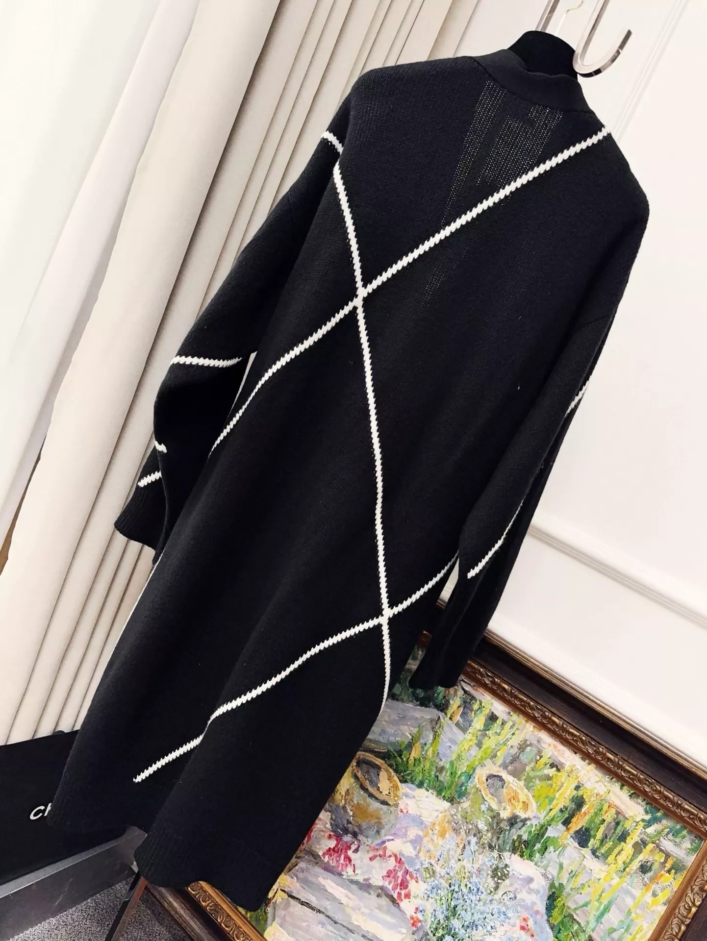 Hermes black and white long cashmere coat - Image 2