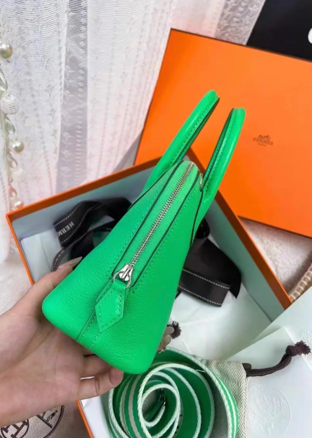 HERMES Bolide 1923 Green Shoulder bag - Image 5