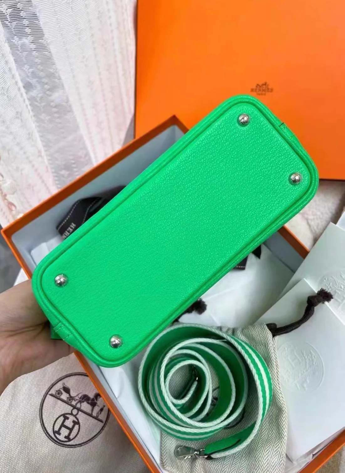 HERMES Bolide 1923 Green Shoulder bag - Image 7