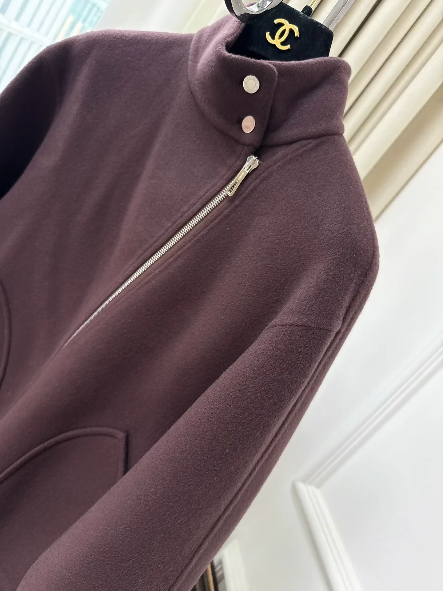 Hermes Burgundy Cashmere Jacket - Image 3