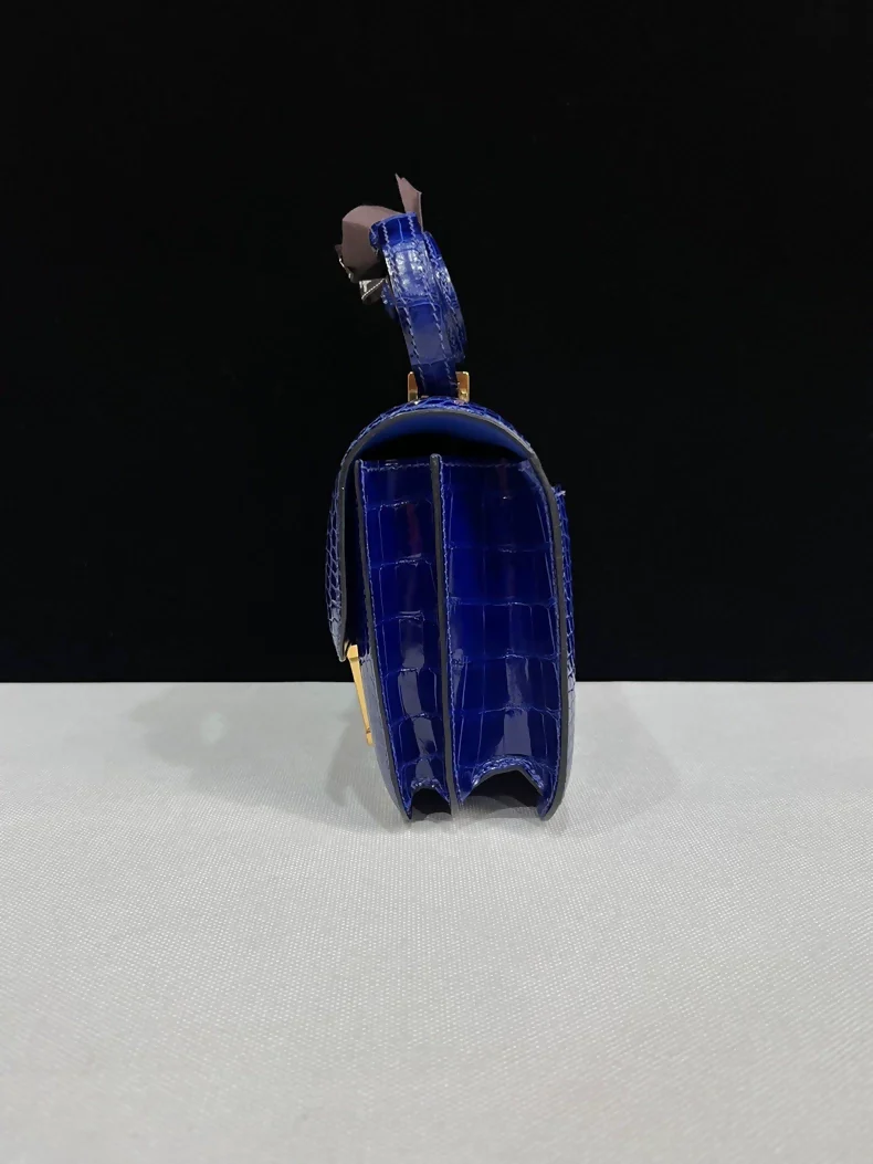 Hermes Constance 19 Electric Blue Shiny Crocodile Leather Gold Hardware - Image 3