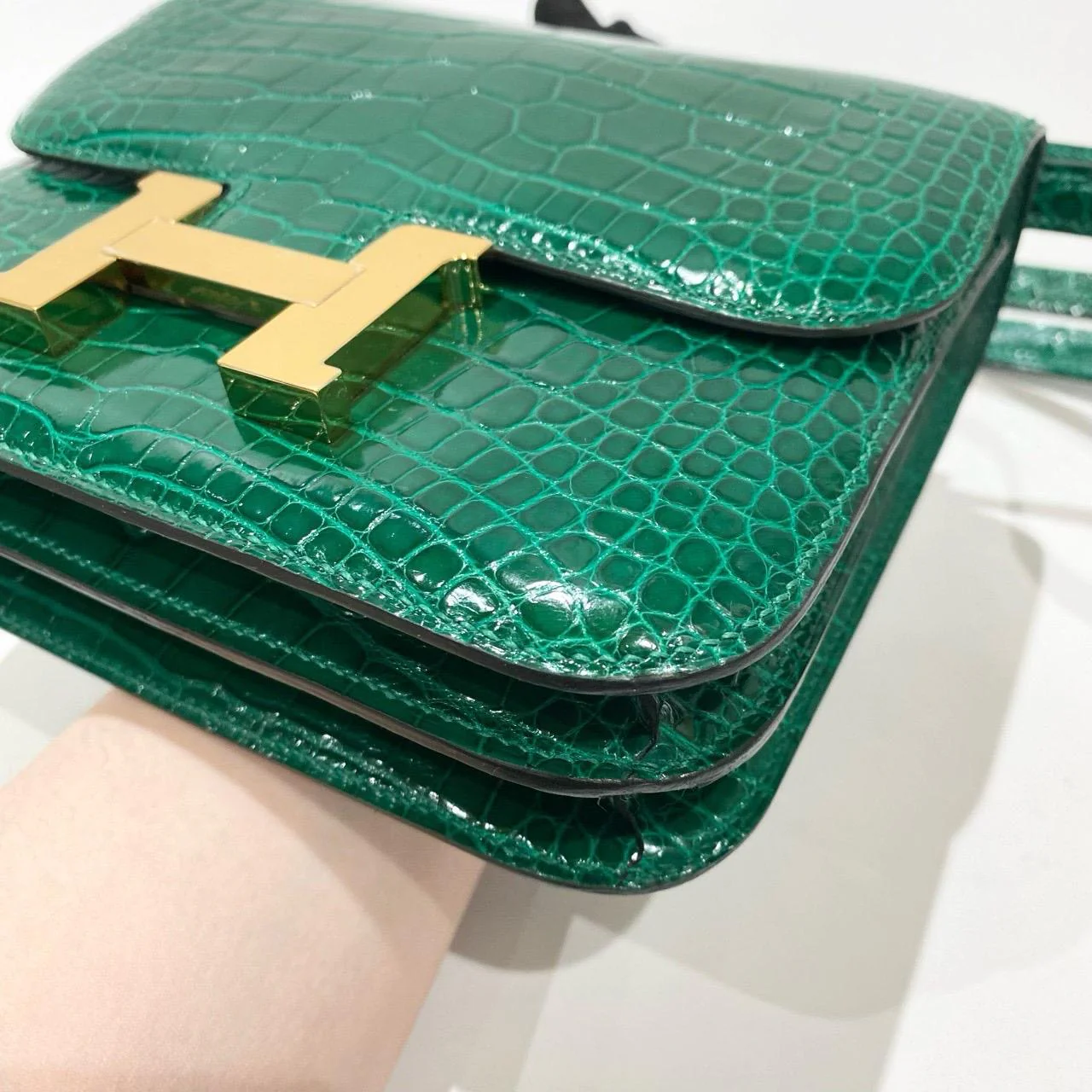 Hermès Constance 18 Vert Emeraude Alligator Mississippi Lisse Gold Hardware - Image 6