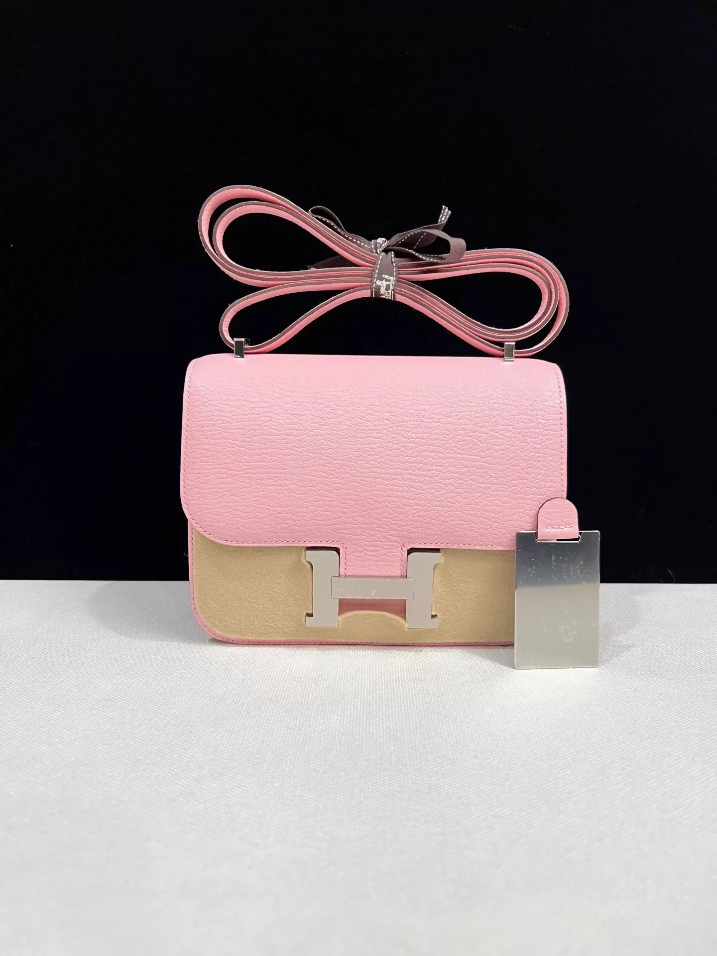 Hermes Constance 19 Pink rose sakura goat leather palladium hardware