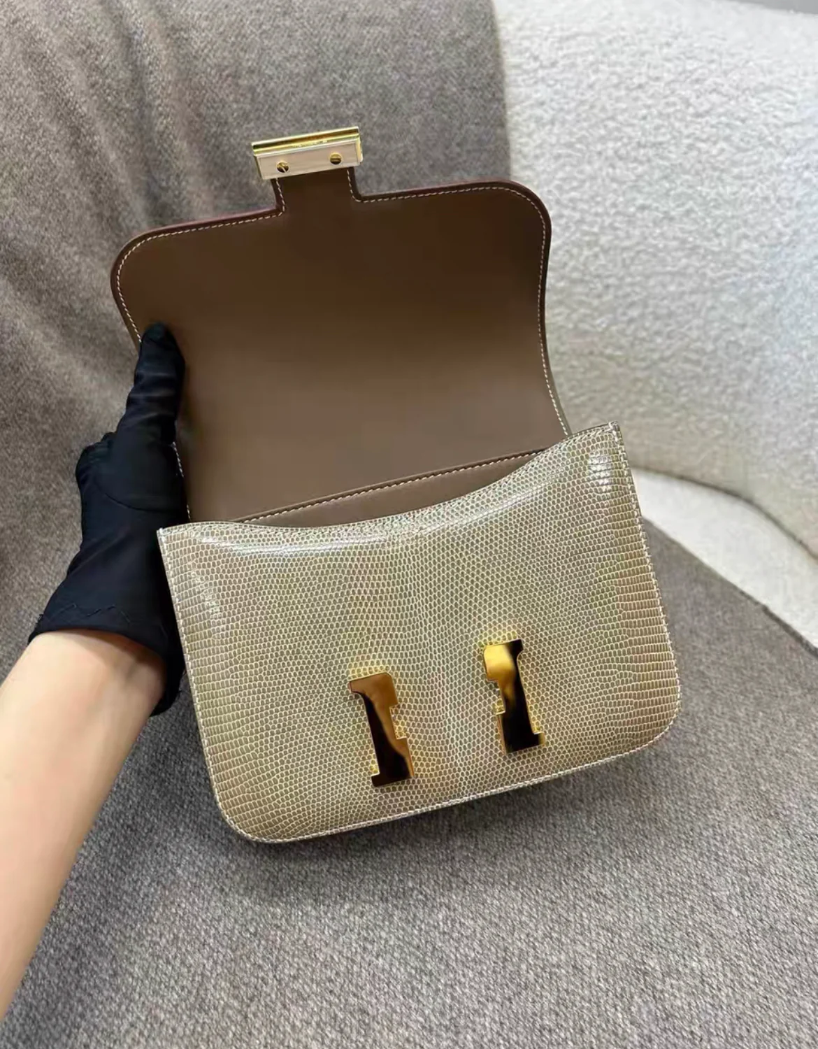 HERMES CONSTANCE 19 SHINY FICELLE NILOTICUS LIZARD WITH GOLD HARDWARE - Image 8
