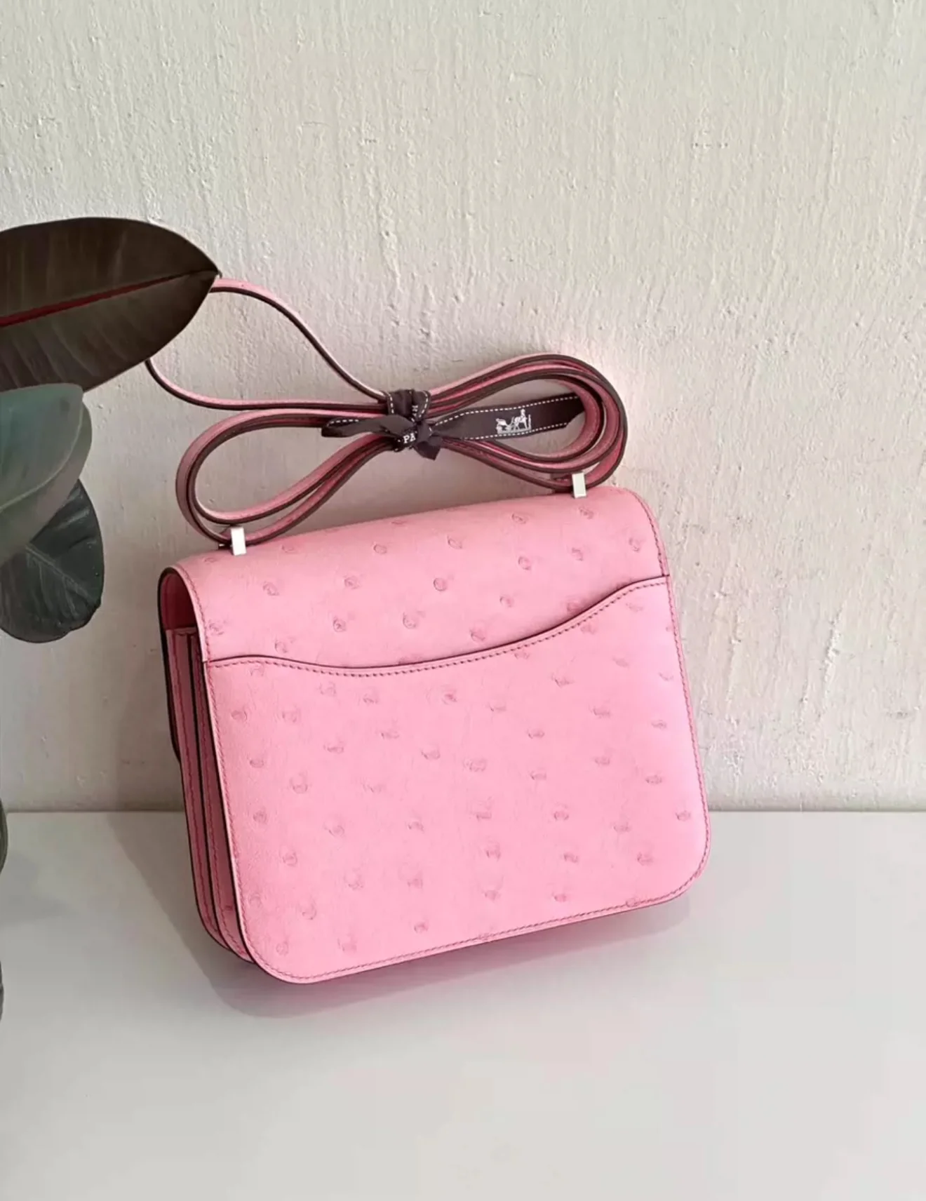 Hermes Constance mini Mirror Rose bubblegum Ostrich leather Palladium hardware - Image 3