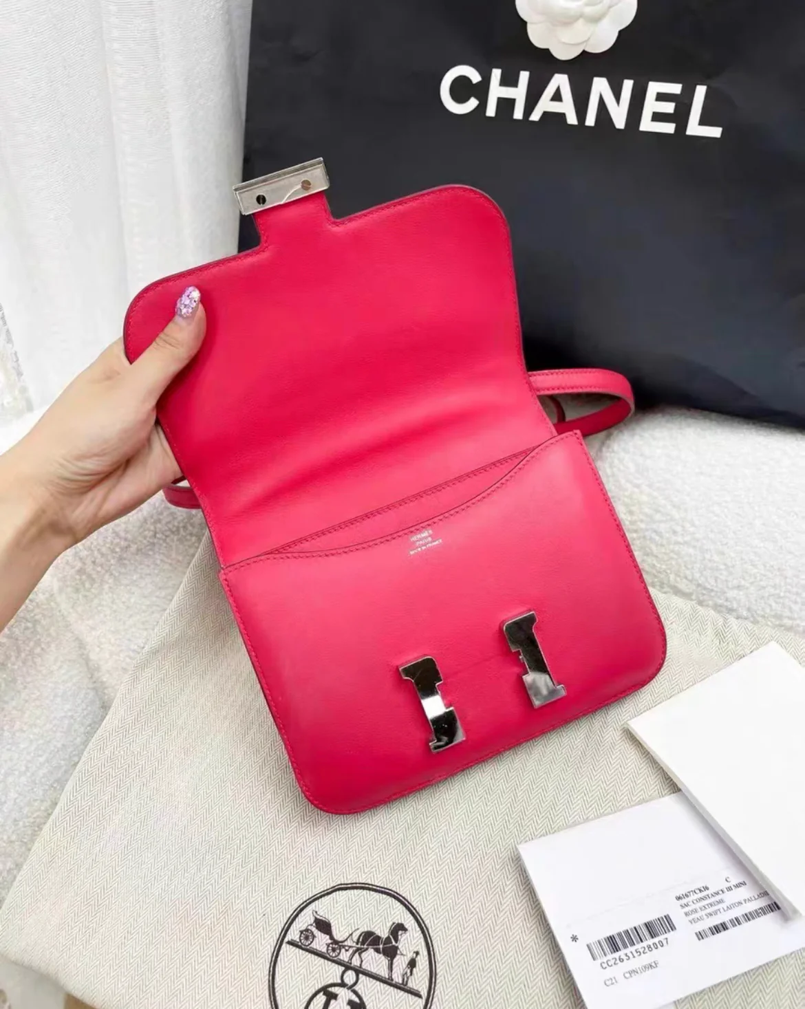 Hermes Constance Mini Pink Swift leather palladium hardware - Image 4