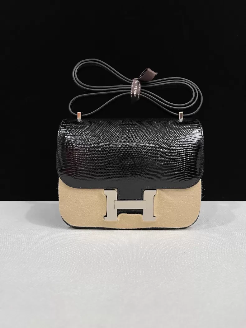 Hermes Constance 19 black lizard leather palladium hardware - Image 3