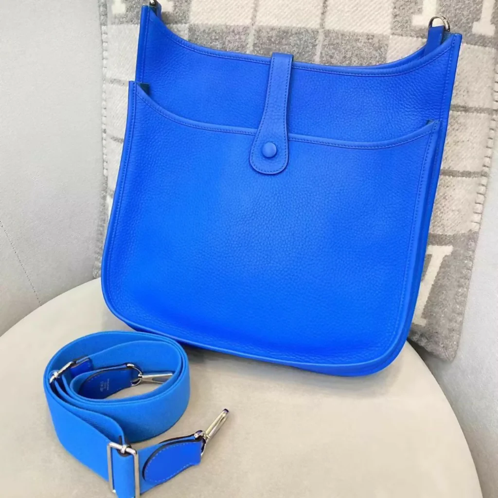 Hermes Evelyne 29 blue Togo leather Palladium hardware - Image 2