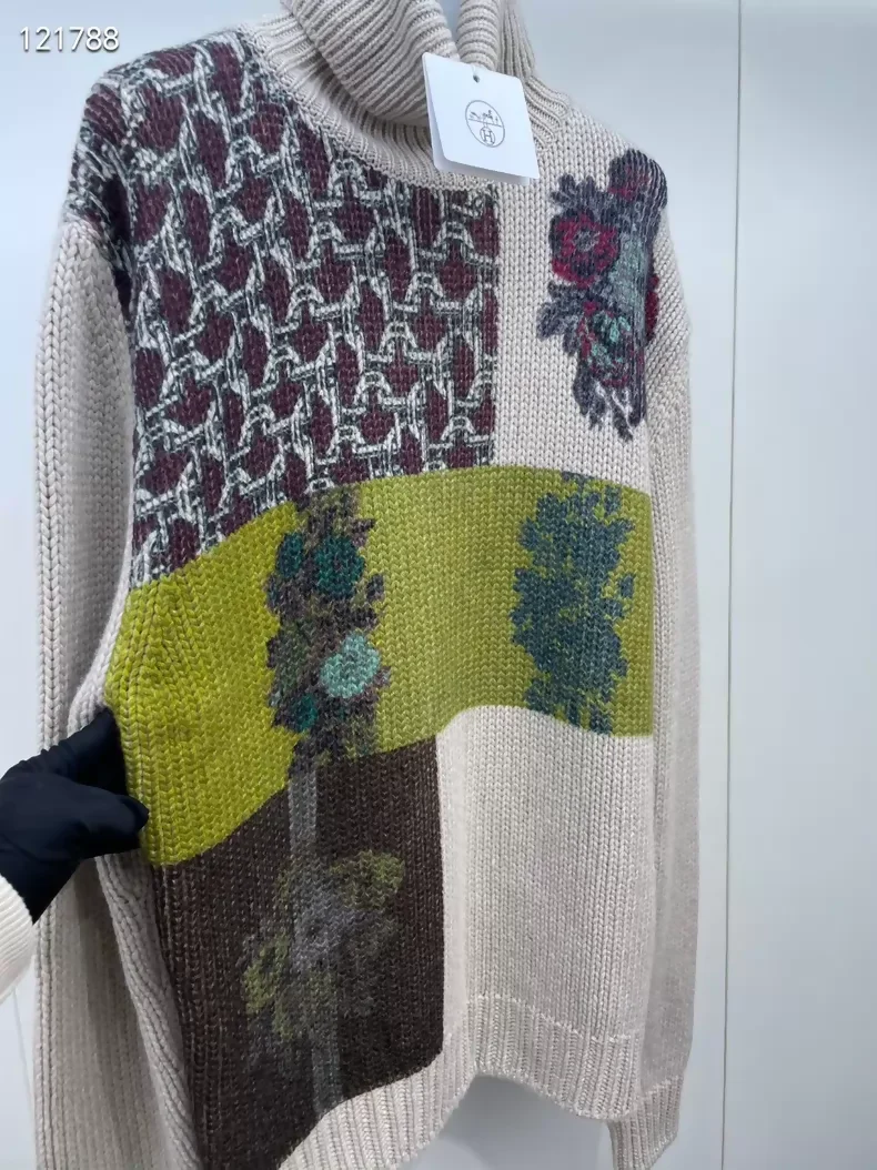 Hermes floral cashmere knit turtleneck Men's sweater - Image 2