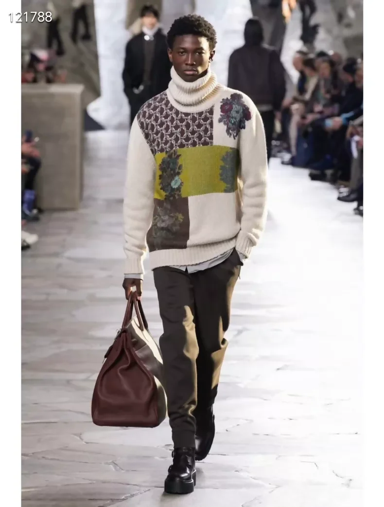 Hermes floral cashmere knit turtleneck Men's sweater - Image 4