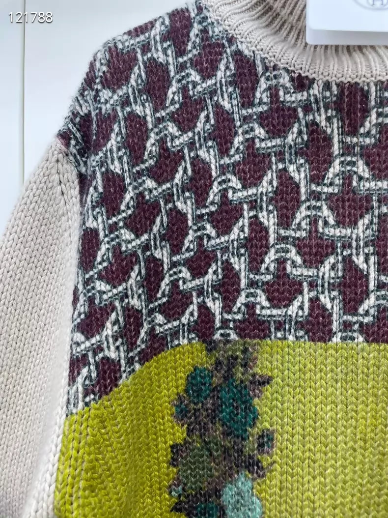Hermes floral cashmere knit turtleneck Men's sweater - Image 5