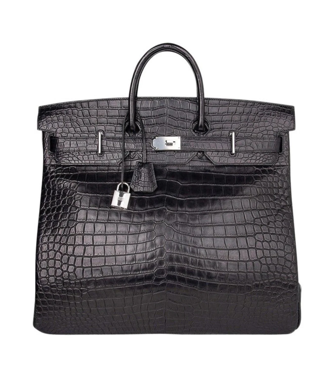 Hermes Hac 50 Birkin Black Matte Porosus Crocodile Palladium Hardware - Image 2