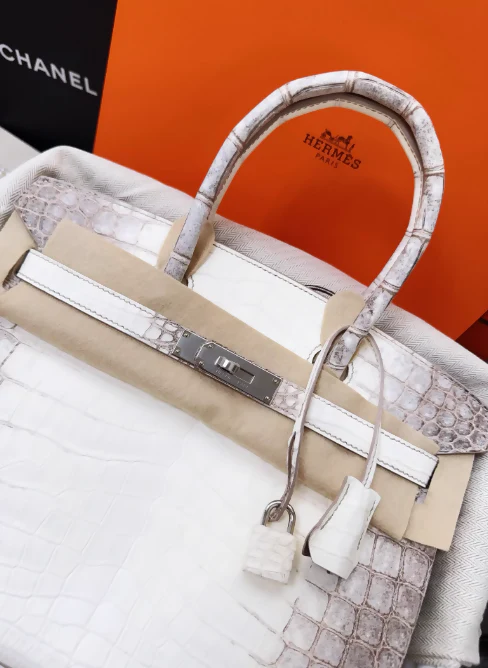 Hermes birkin 30 Himalaya Alligator Leather Palladium Hardware - Image 3