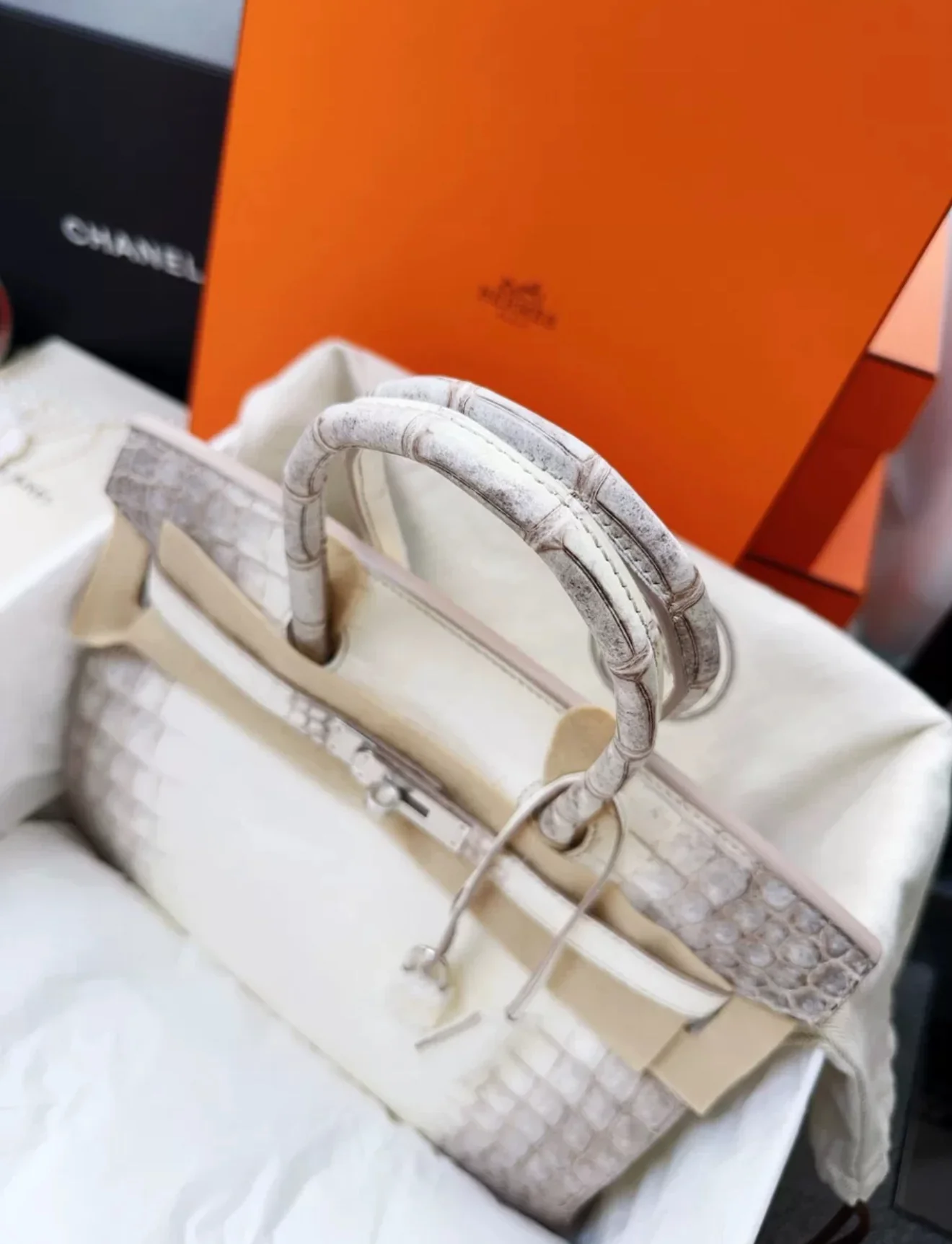 Hermes birkin 30 Himalaya Alligator Leather Palladium Hardware - Image 7