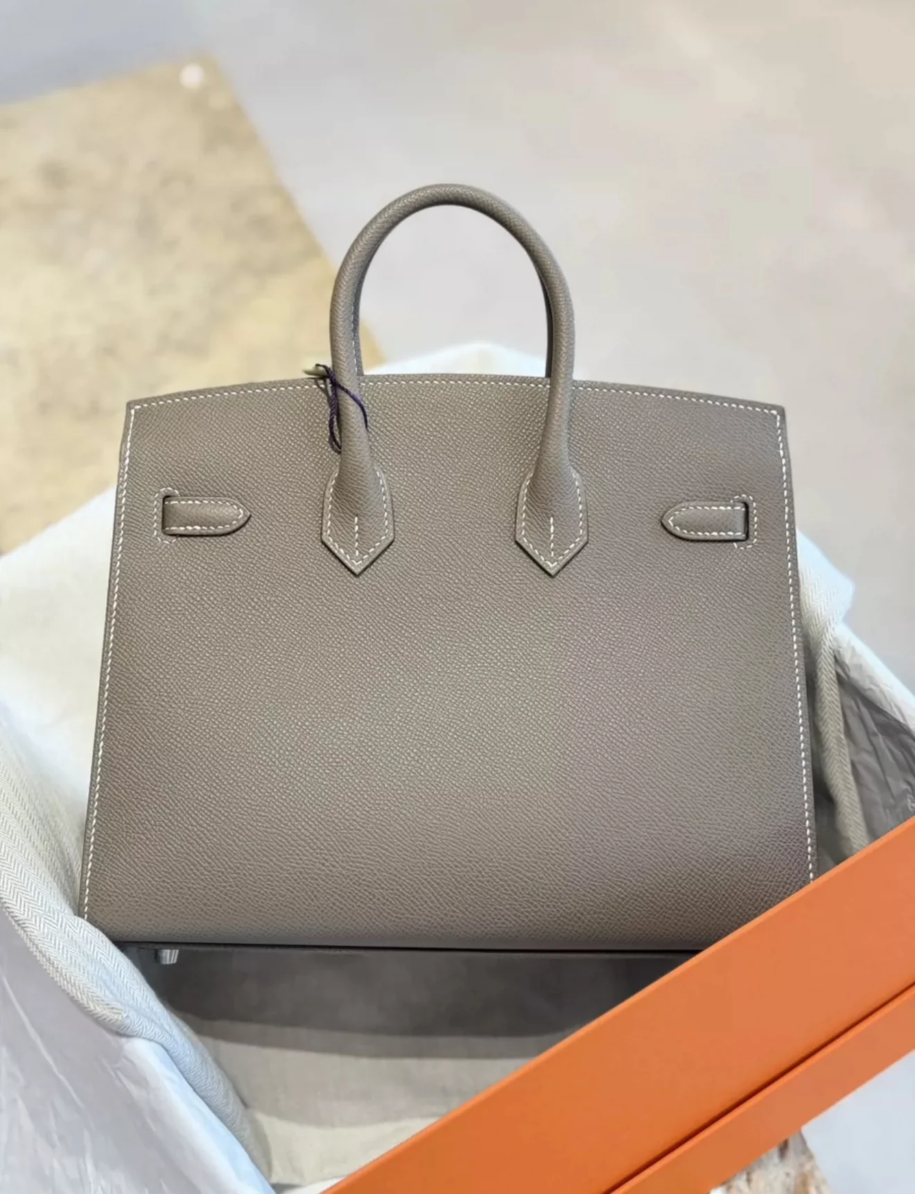 Hermes Birkin 25 Etoupe sellier Epsom leather palladium hardware - Image 2