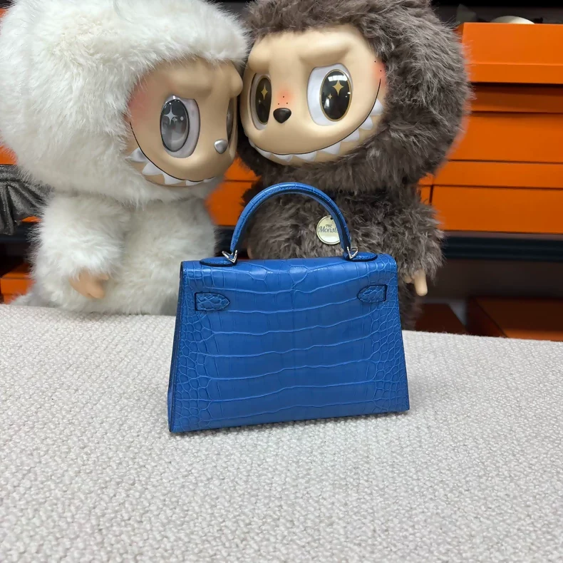 Hermès mini Kelly 20 Blue Zellige matte alligator palladium hardware - Image 2