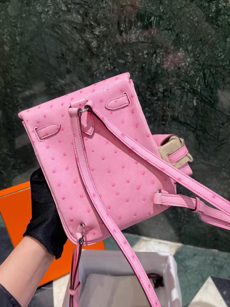 Hermes Kelly Jump L4 Bubblegum pink ostrich leather palladium hardware - Image 2