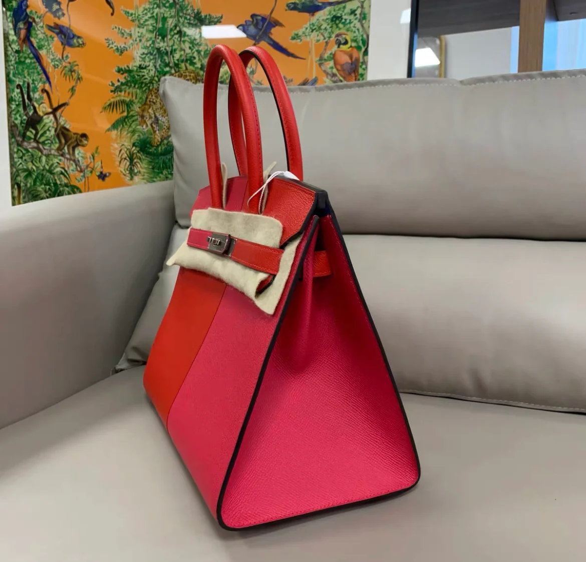 Hermès Kazak Birkin 30 in Red/Pink Epsom leather Palladium Hardware handbag - Image 3