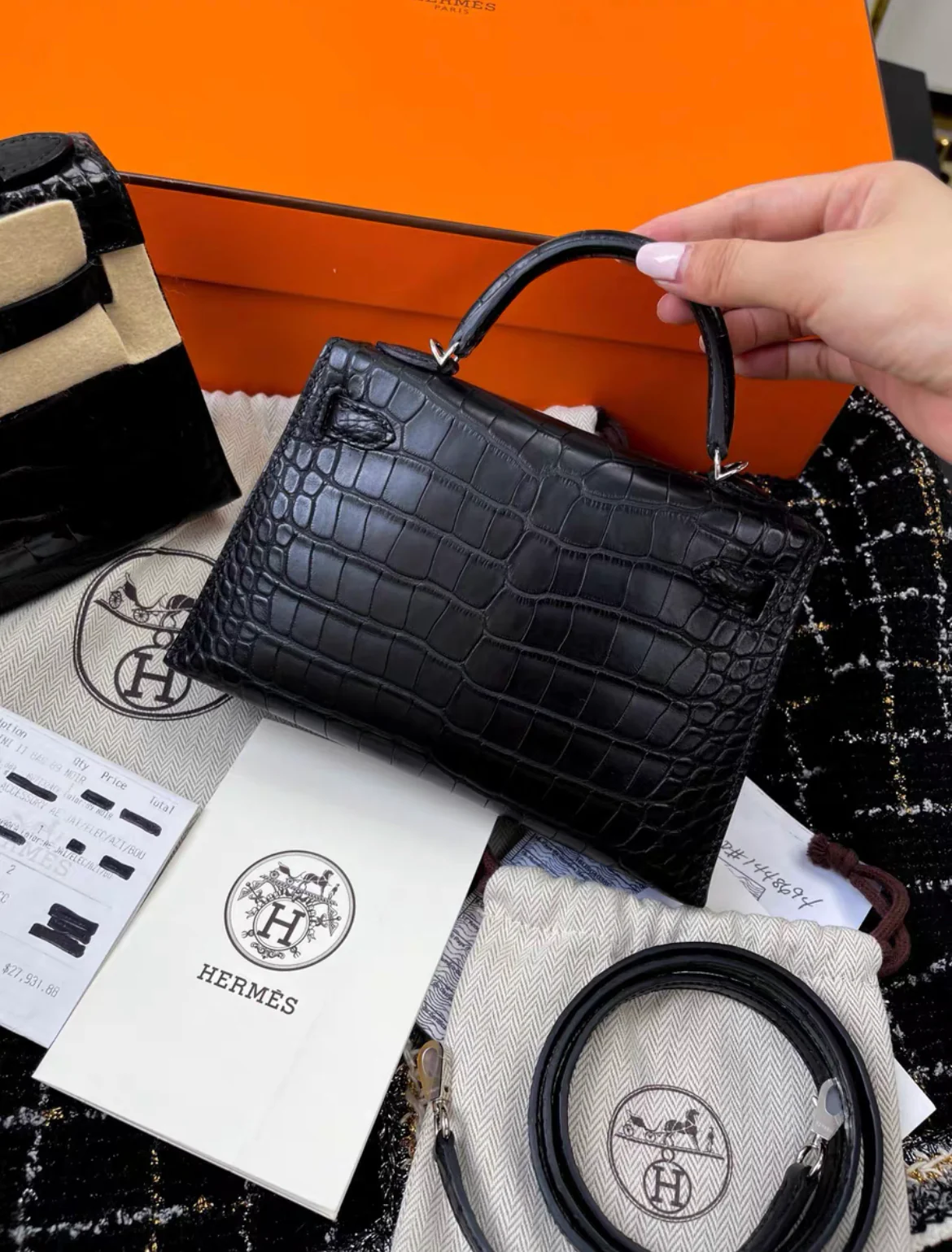 HERMES KELLY 20 MINI SELLIER NOIR BLACK ALLIGATOR MAT MATTE PALLADIUM HARDWARE - Image 4