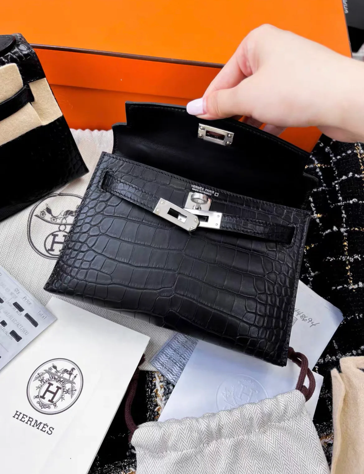 HERMES KELLY 20 MINI SELLIER NOIR BLACK ALLIGATOR MAT MATTE PALLADIUM HARDWARE - Image 5