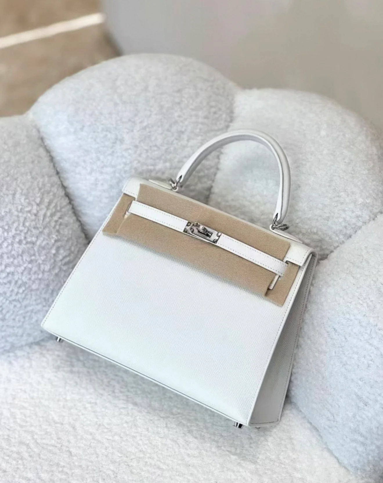 Hermès Kelly 25 01 Pure White Epsom leather palladium hardware - Image 2