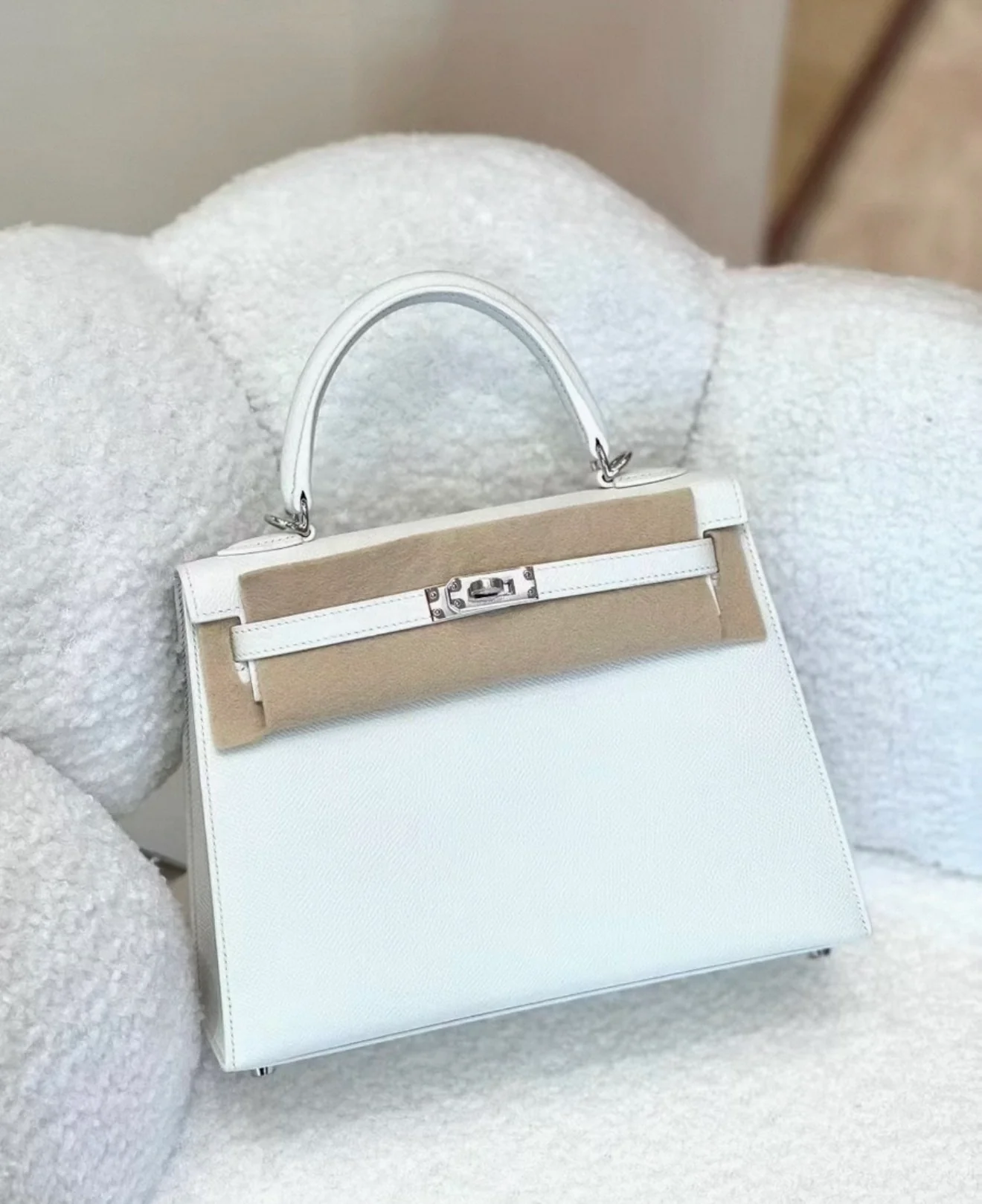 Hermès Kelly 25 01 Pure White Epsom leather palladium hardware - Image 3
