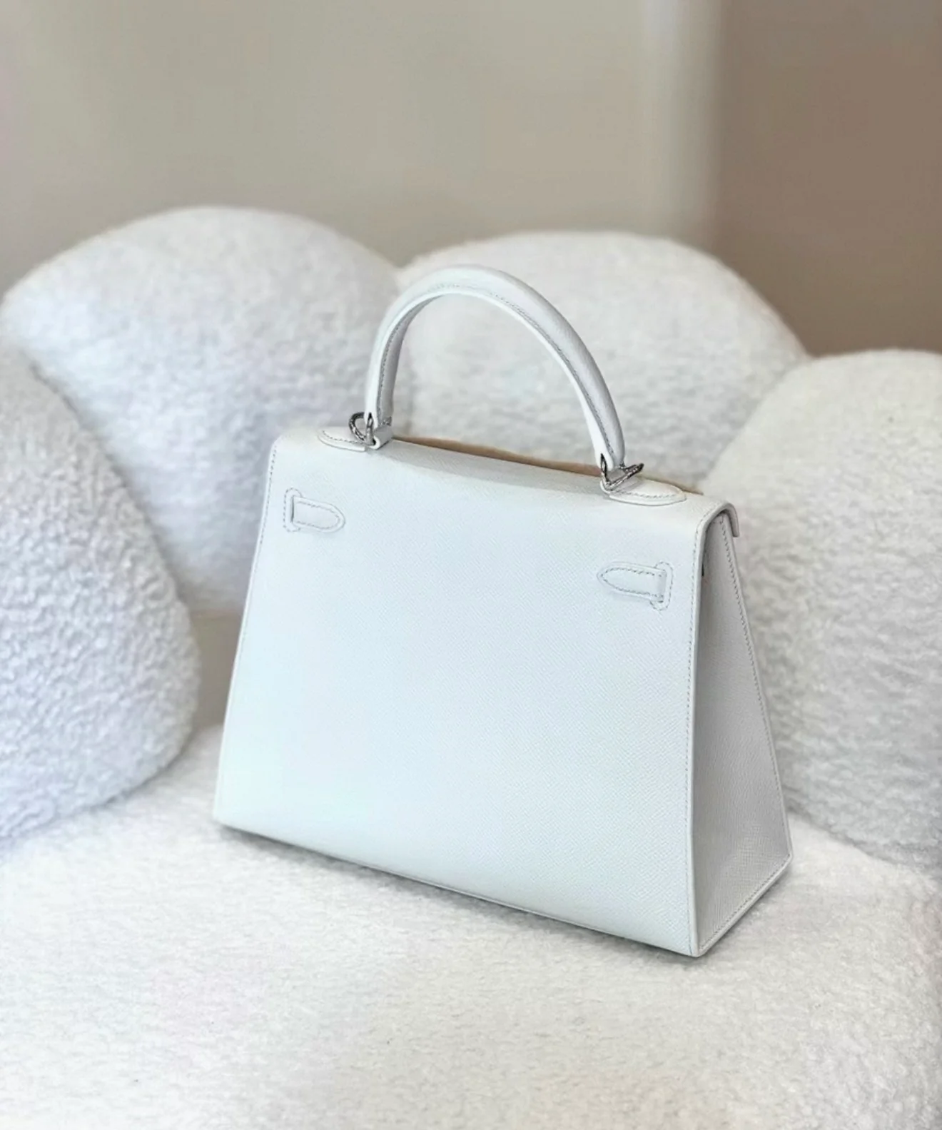 Hermès Kelly 25 01 Pure White Epsom leather palladium hardware - Image 4