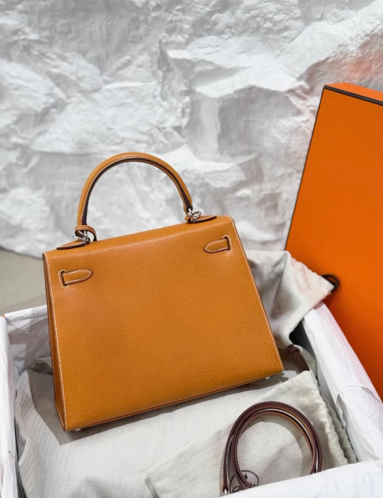 Hermès Kelly 25 1H toffee Epsom leather palladium hardware - Image 2