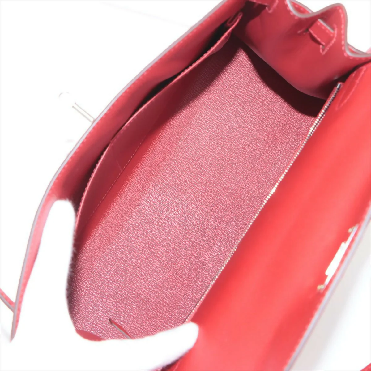 Hermès Kelly 25 Rouge Epsom Leather with Palladium Hardware - Image 5