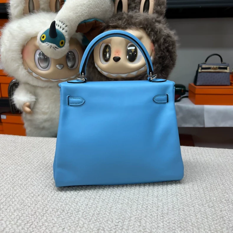 Hermes Kelly 25 7N Blue Swift Leather with palladium hardware - Image 2