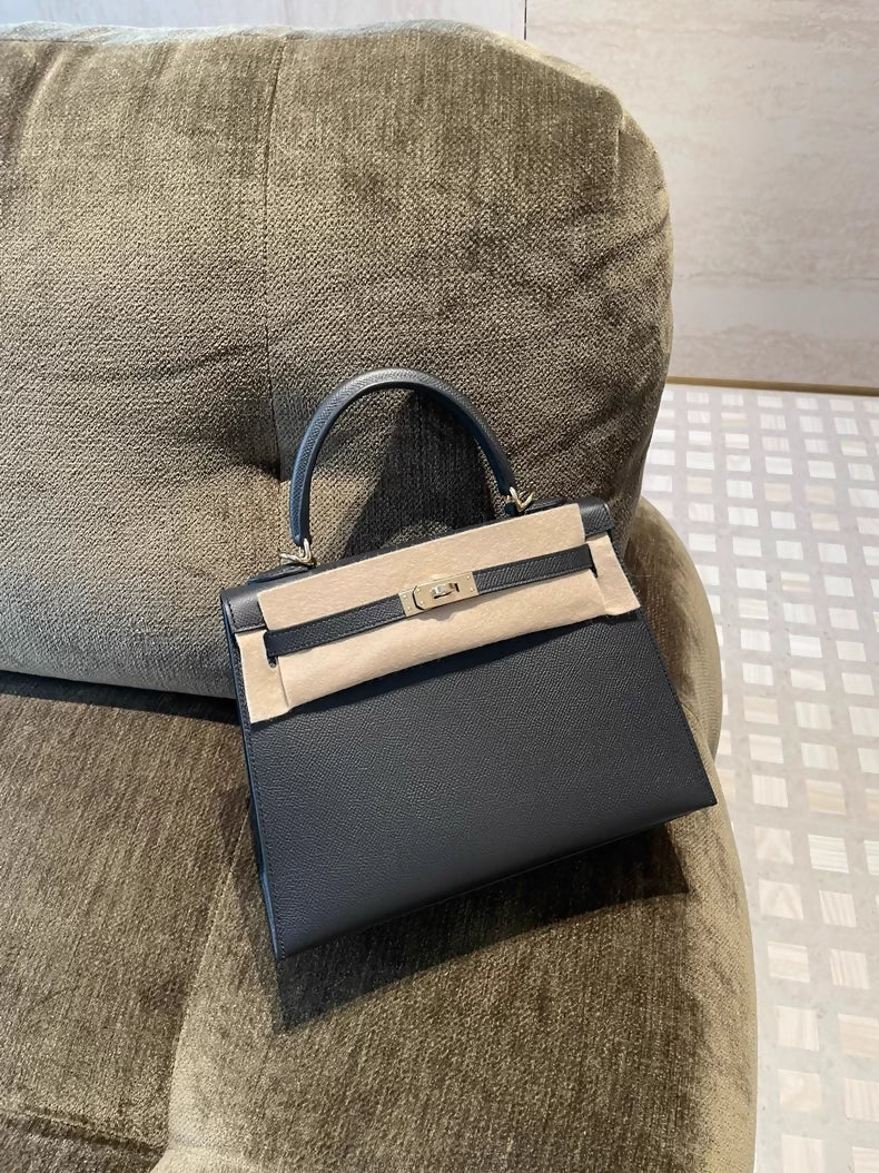 Hermes Kelly 25 8P grey Epsom leather light gold harwdare - Image 2