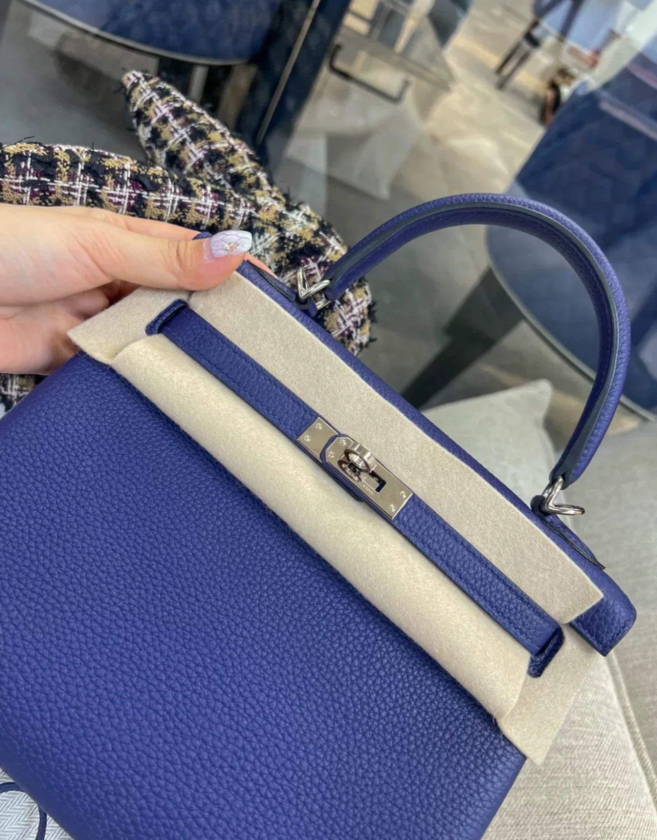 Hermes Kelly 25 Blue Navy Togo Leather Palladium Hardware - Image 2