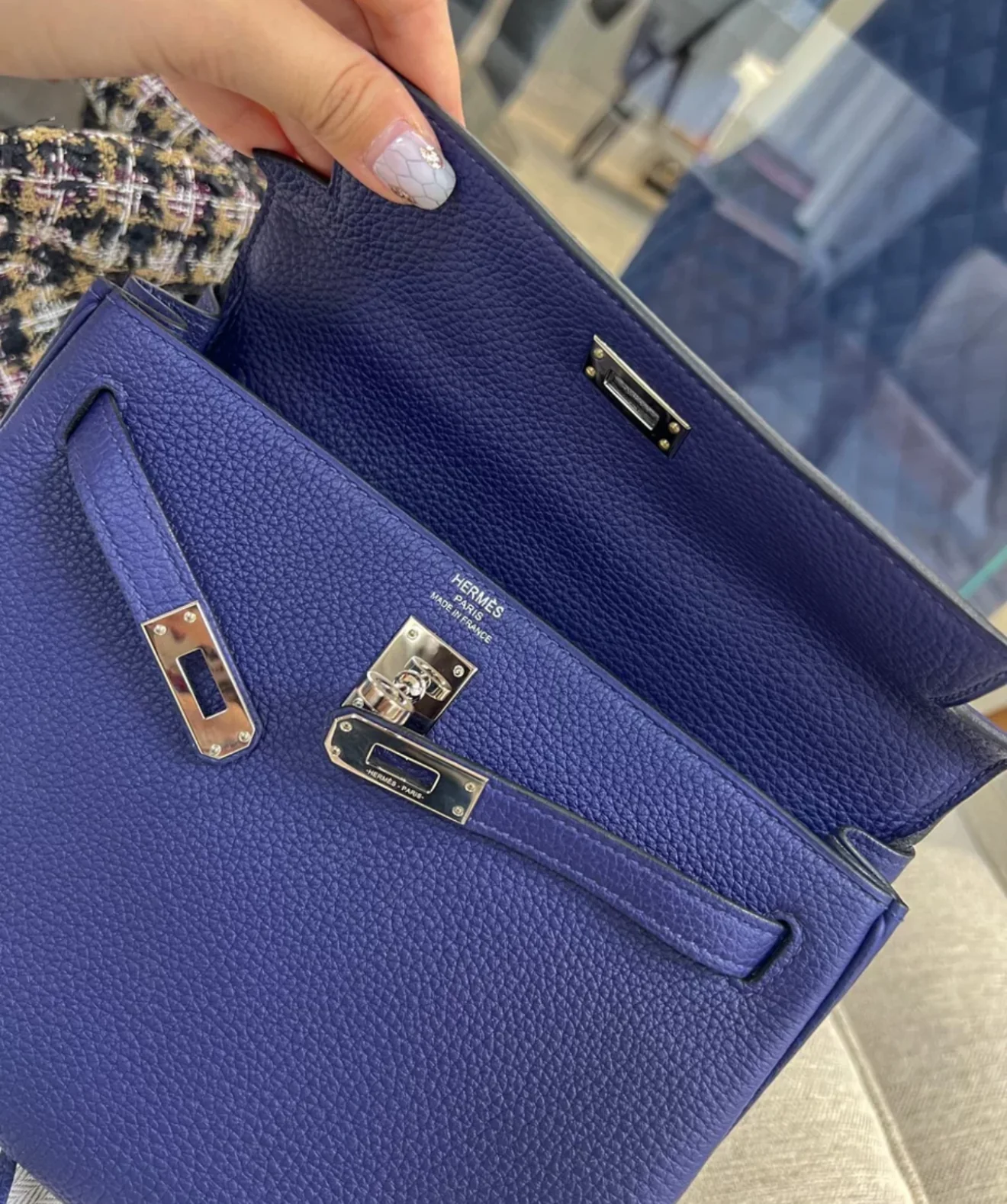 Hermes Kelly 25 Blue Navy Togo Leather Palladium Hardware - Image 4