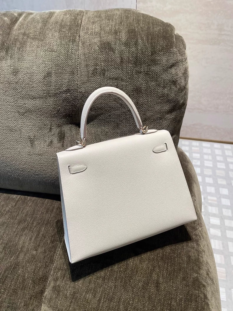 Hermes Kelly 25 CP10 White Epsom leather Light Gold Hardware - Image 3