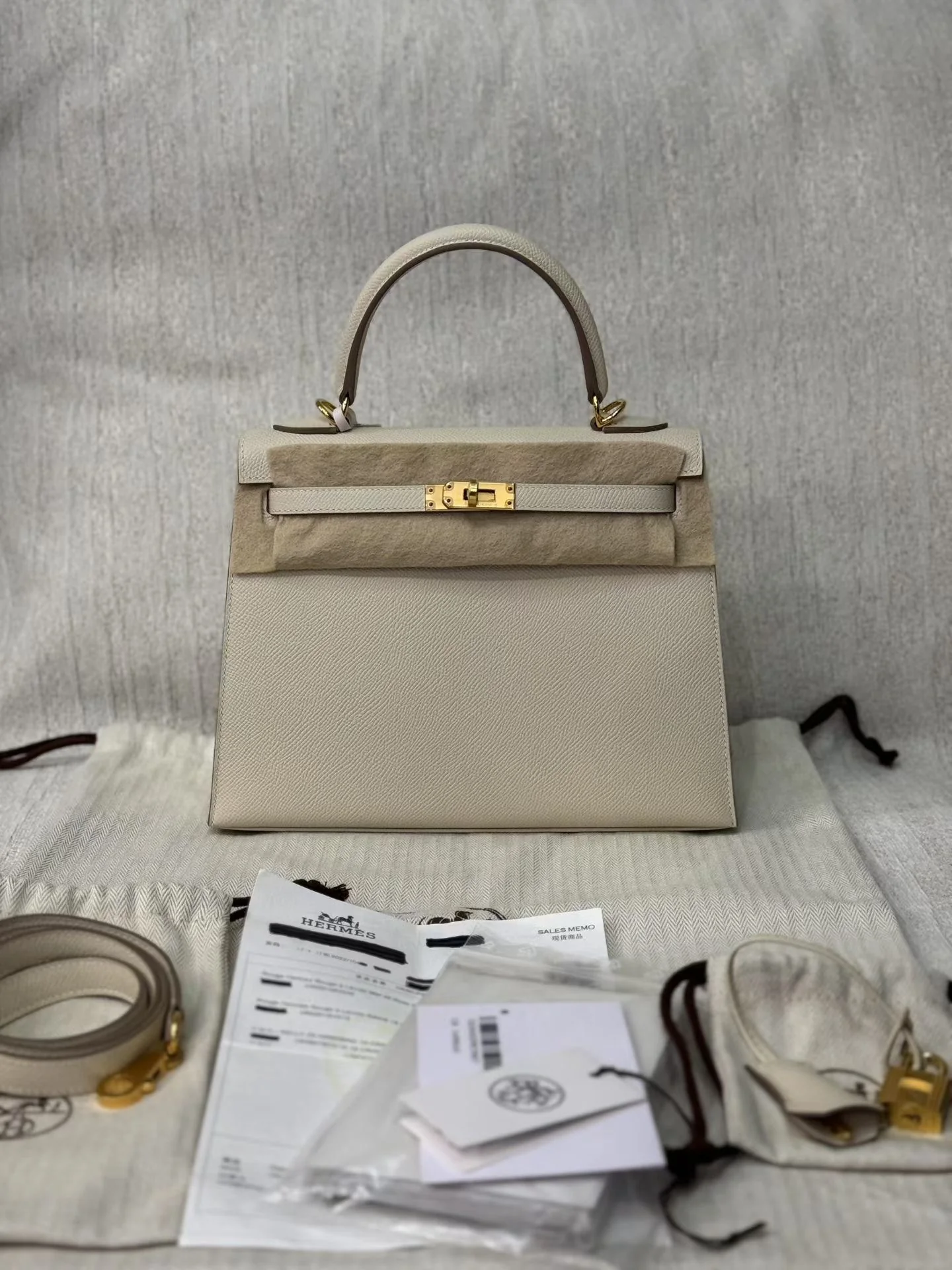 Hermes Kelly 25 Crai Epsome leather gold hardware