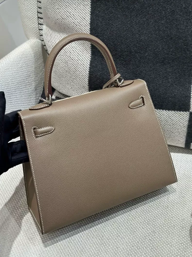 Hermes Kelly 25 Elephant Grey Epsom Leather palladium hardware - Image 3