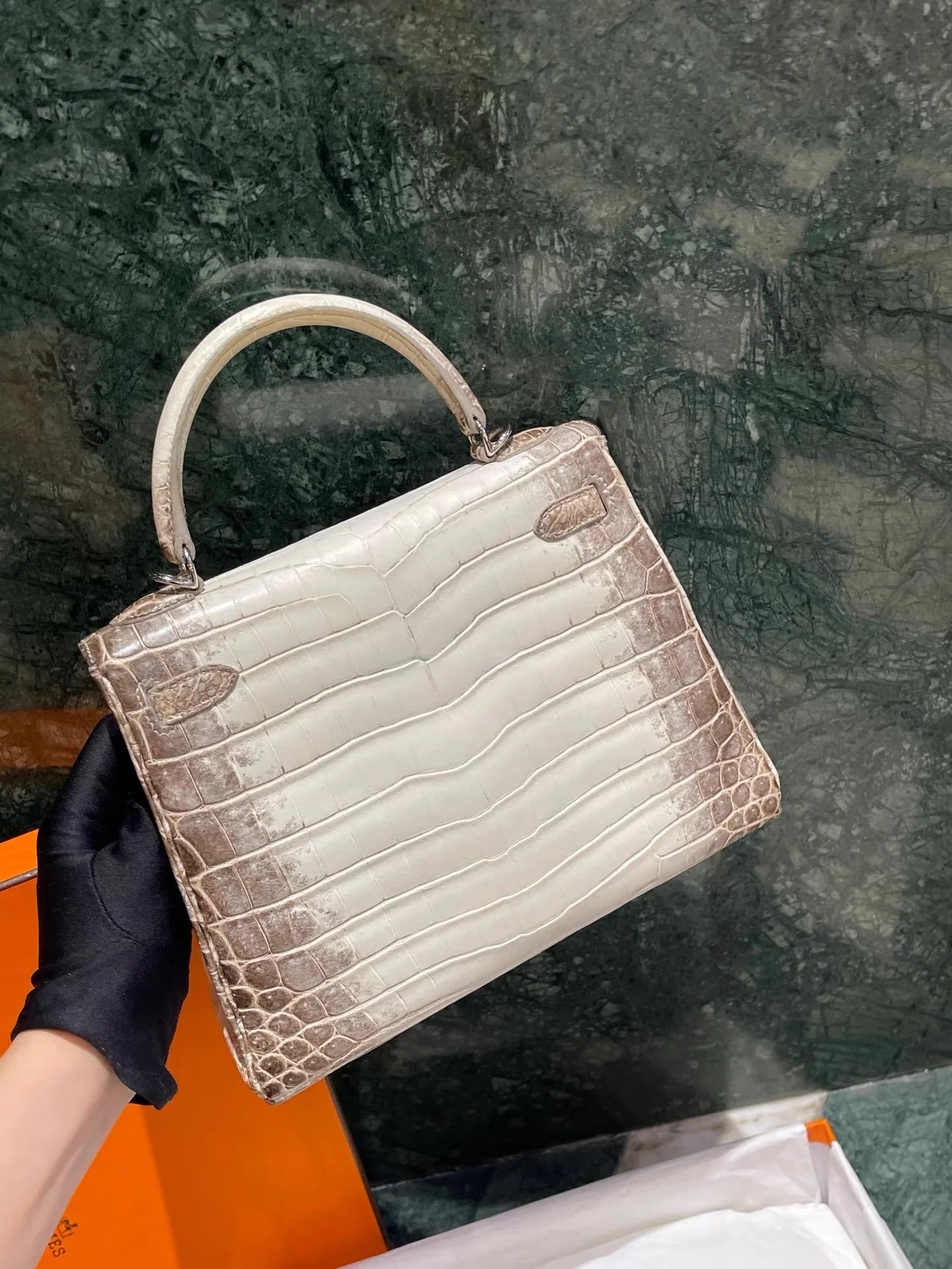 Hermès Kelly 25 Himalaya Crocodile Palladium Hardware - Image 2