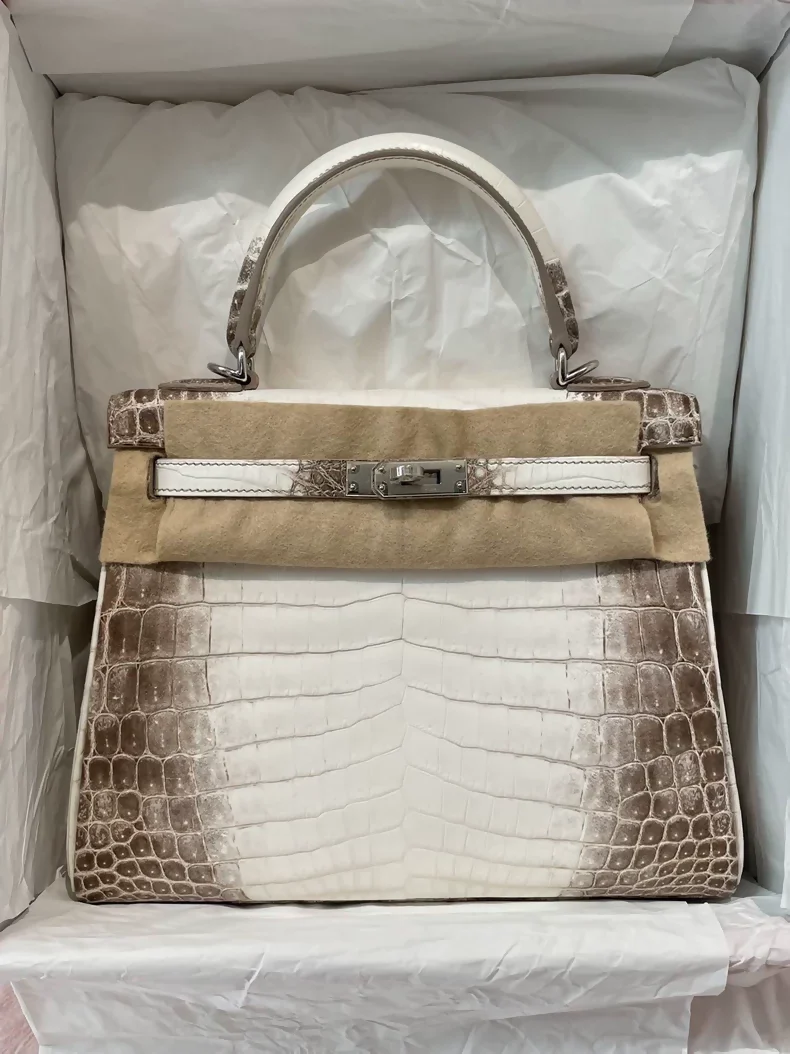 Hermes Kelly 25 Himalaya crocodile leather palladium hardware