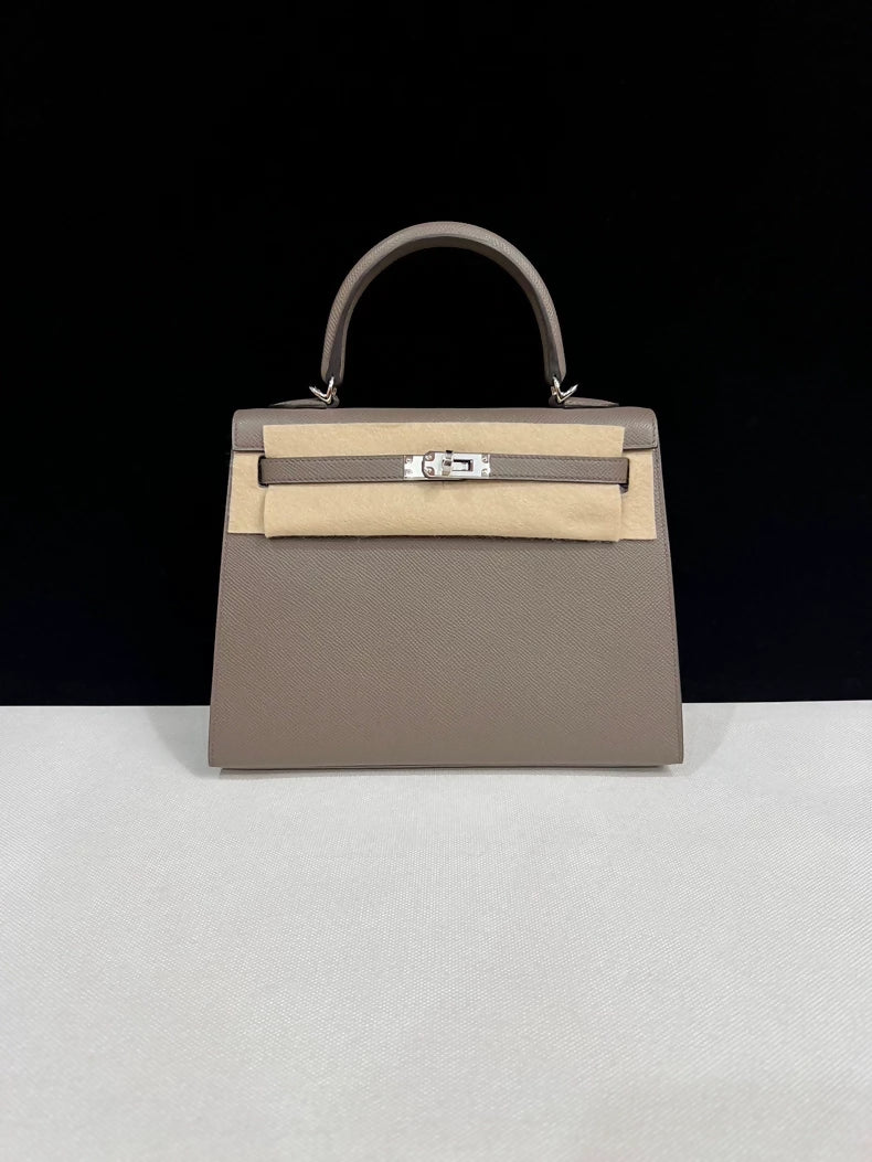 Hermes Kelly 25 Grid Etain Epsom Leather Palladium Hardware - Image 2